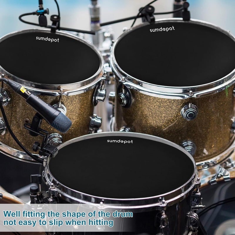 sumdepot Drum Mute Pads 11 Pieces With Cymbal Pad and Hi hats Set Pad, Foam Drum Silencer Pads, Fits 10”, 12”, 14”, 16" - Image 4
